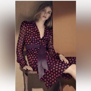 NWT $598 DVF Diane von Furstenberg CATHERINE TWO Giraffe Daze Dot Silk Dress